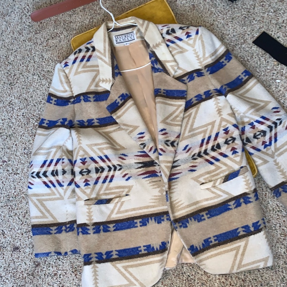 Vintage 80s Blazer 1980s Jacket SOUTHWESTERN Jacket Retro Coat SzM